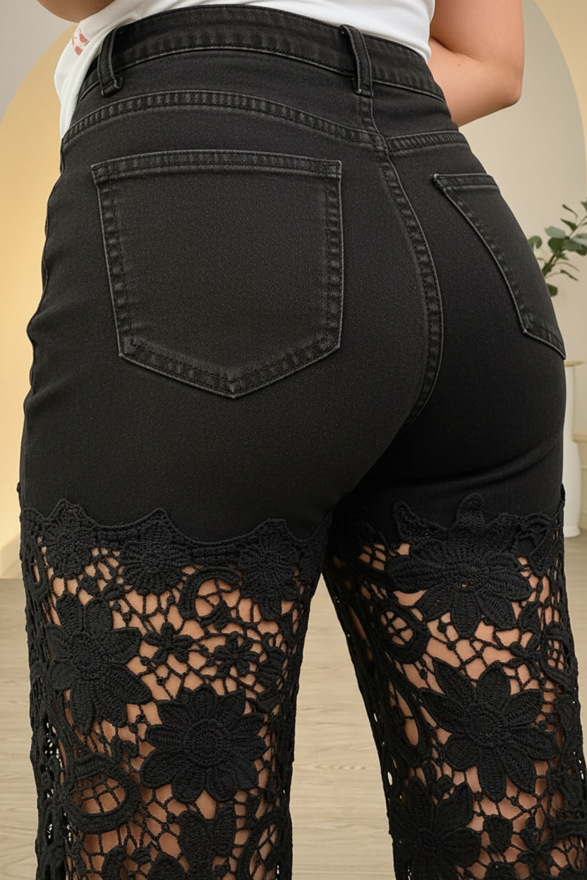 Dettaglio posteriore – Nero con pizzo crochet