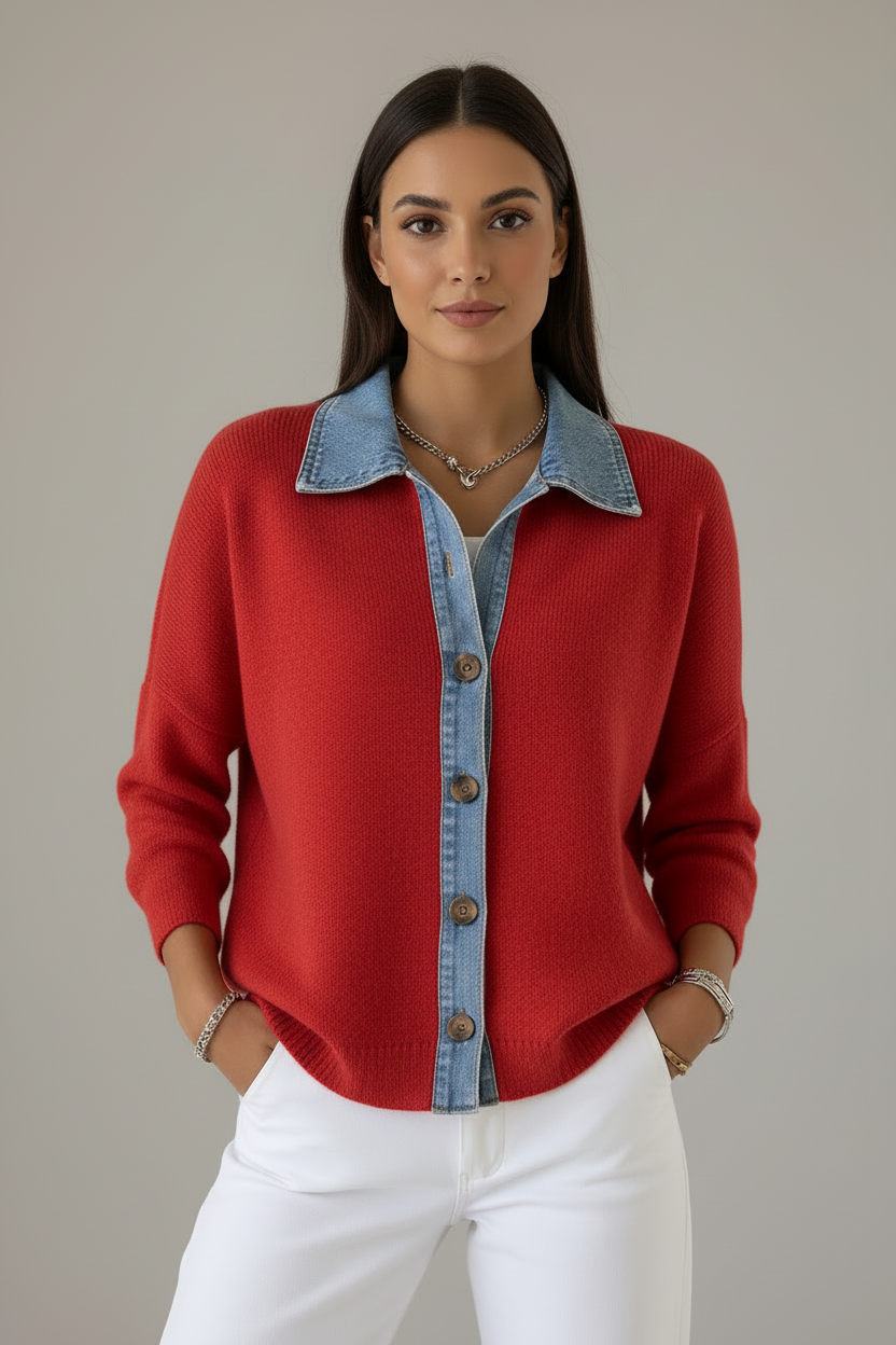 Maglia rossa con modella